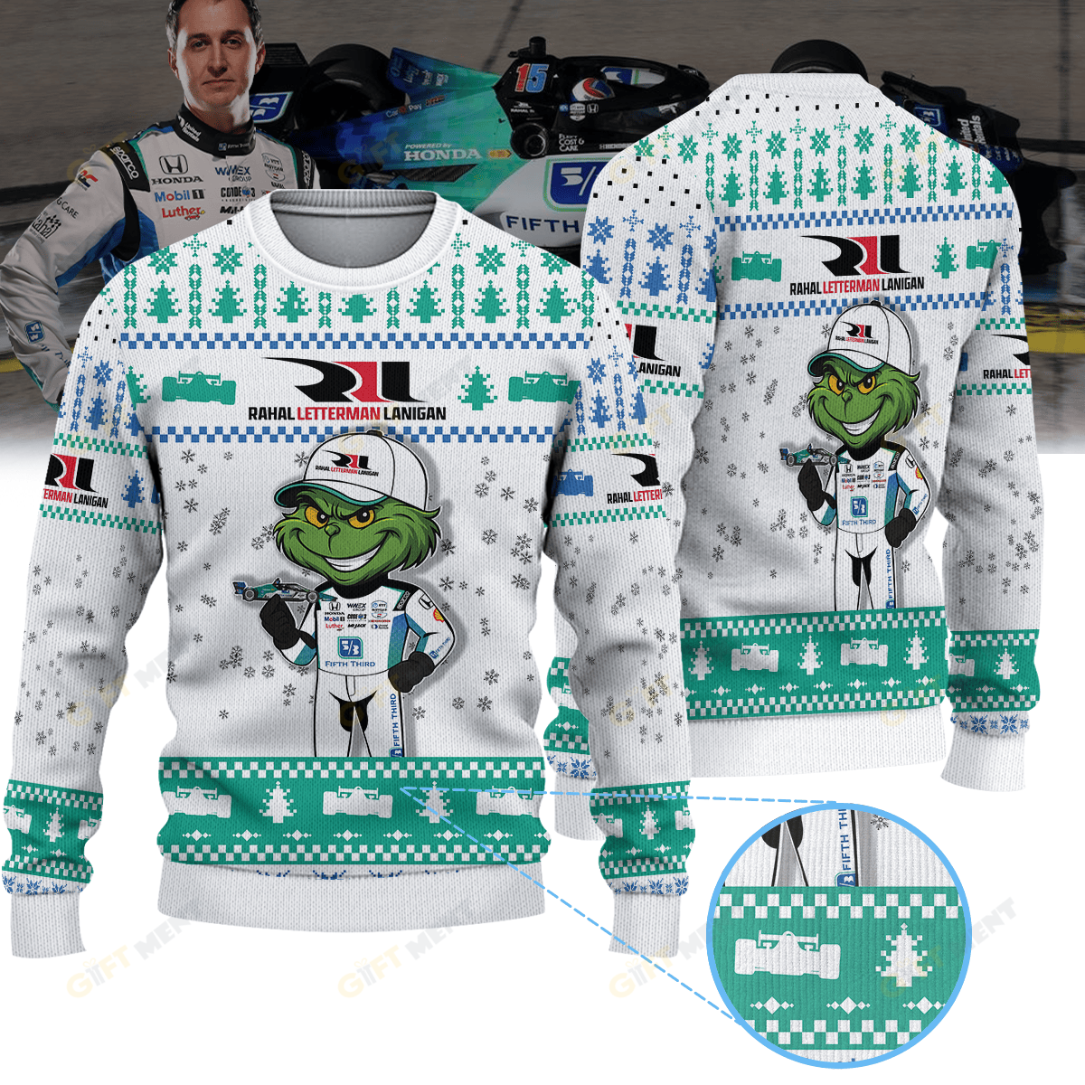 Rahal Letterman Lanigan Racing Graham Rahal IndyCar × Grinch Ugly Christmas Sweater