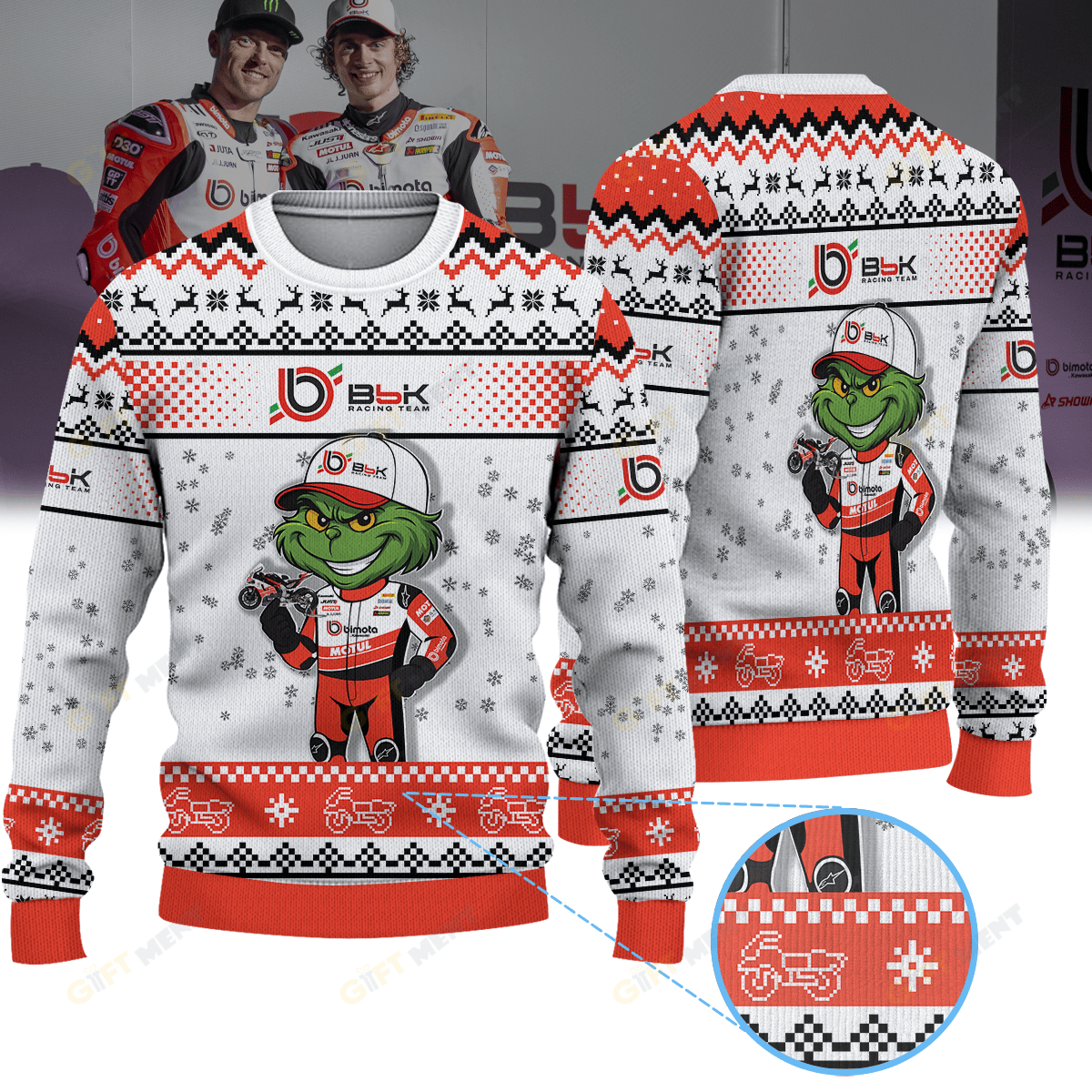 bimota by Kawasaki Racing Team WorldSBK × Grinch Ugly Christmas Sweater