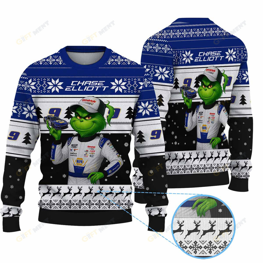 Premium Chase Elliott Grinch Ugly Sweater