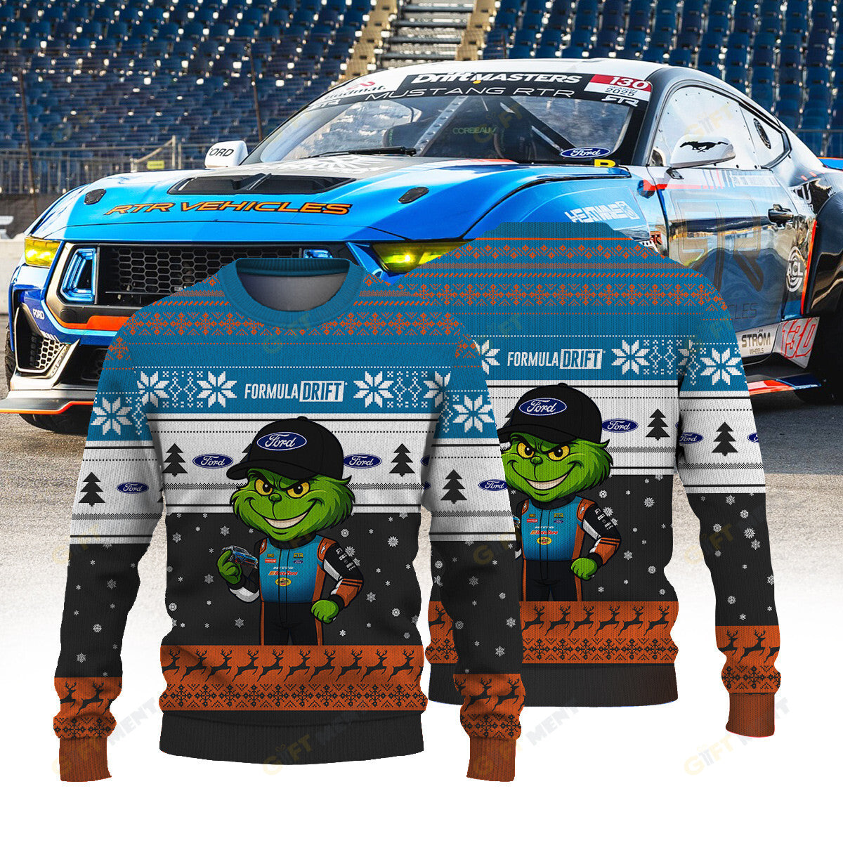 RTR Vehicles Drift Team James Deane × Grinch Ugly Christmas Sweater