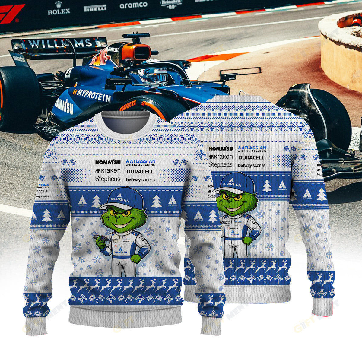 Williams Racing × Grinch Ugly Christmas Sweater v2