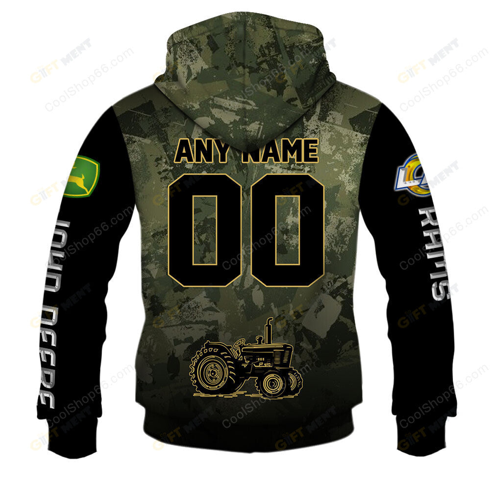 Los Angeles Rams x John Deere Hoodie | Funny Green Character Premium Hoodie