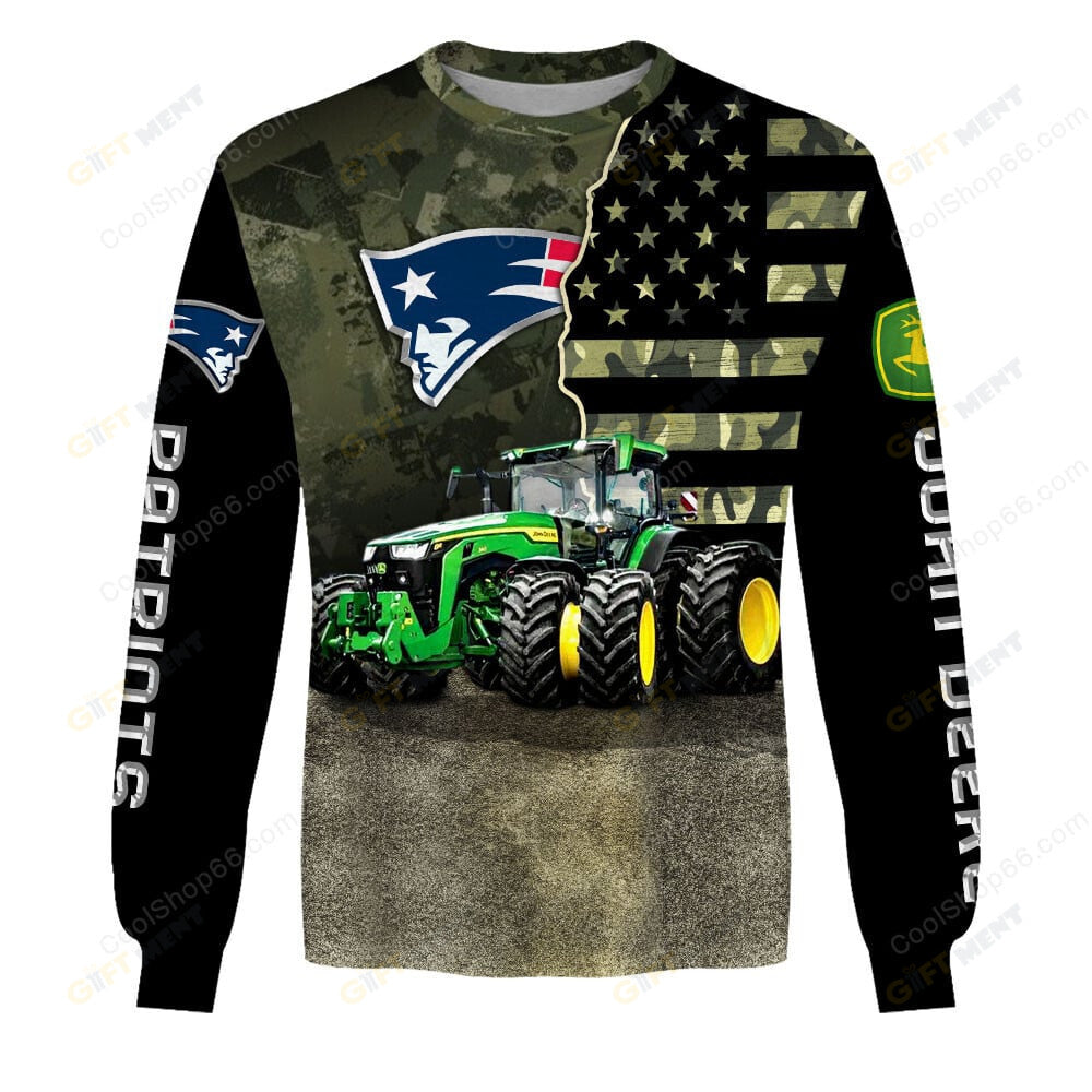 New England Patriots x John Deere Hoodie | Funny Green Character Premium Hoodie