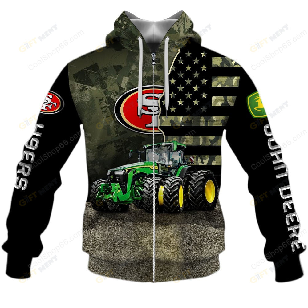 San Francisco 49ers x John Deere Hoodie | Funny Green Character Premium Hoodie