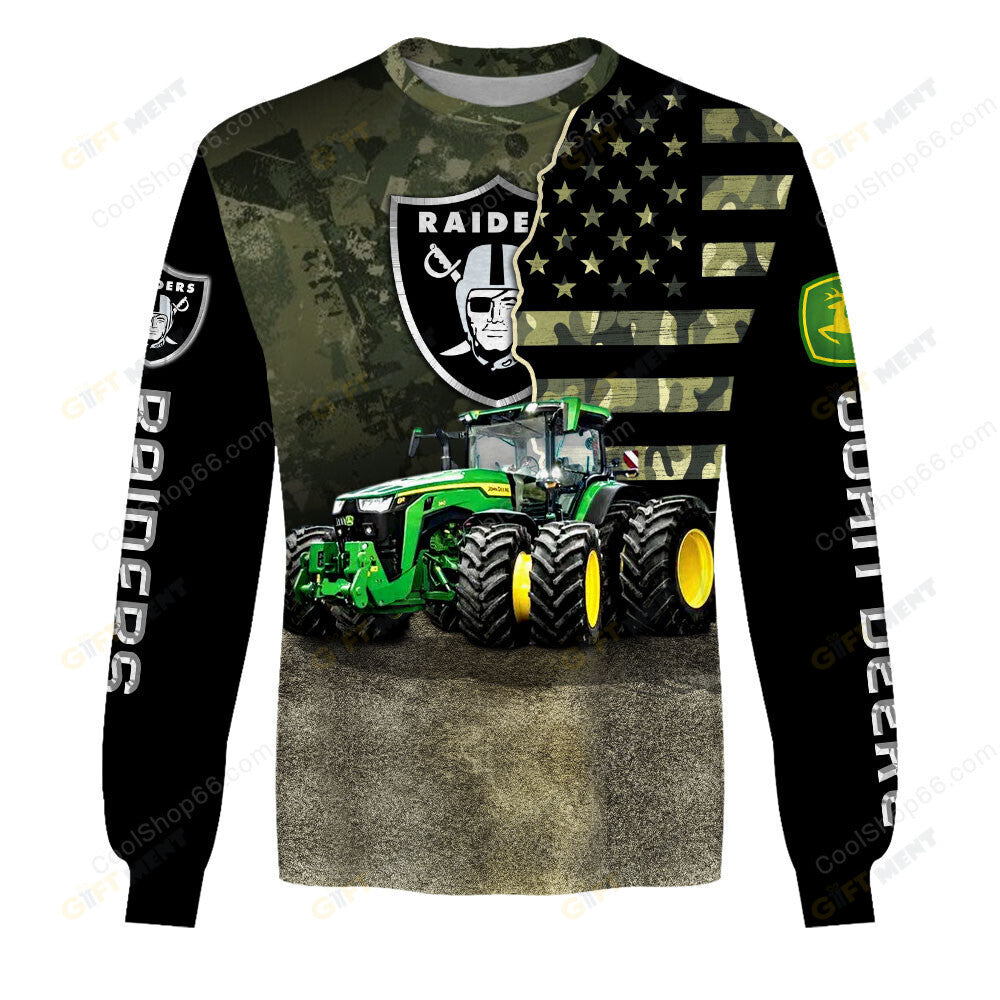 Las Vegas Raiders x John Deere Hoodie | Funny Green Character Premium Hoodie