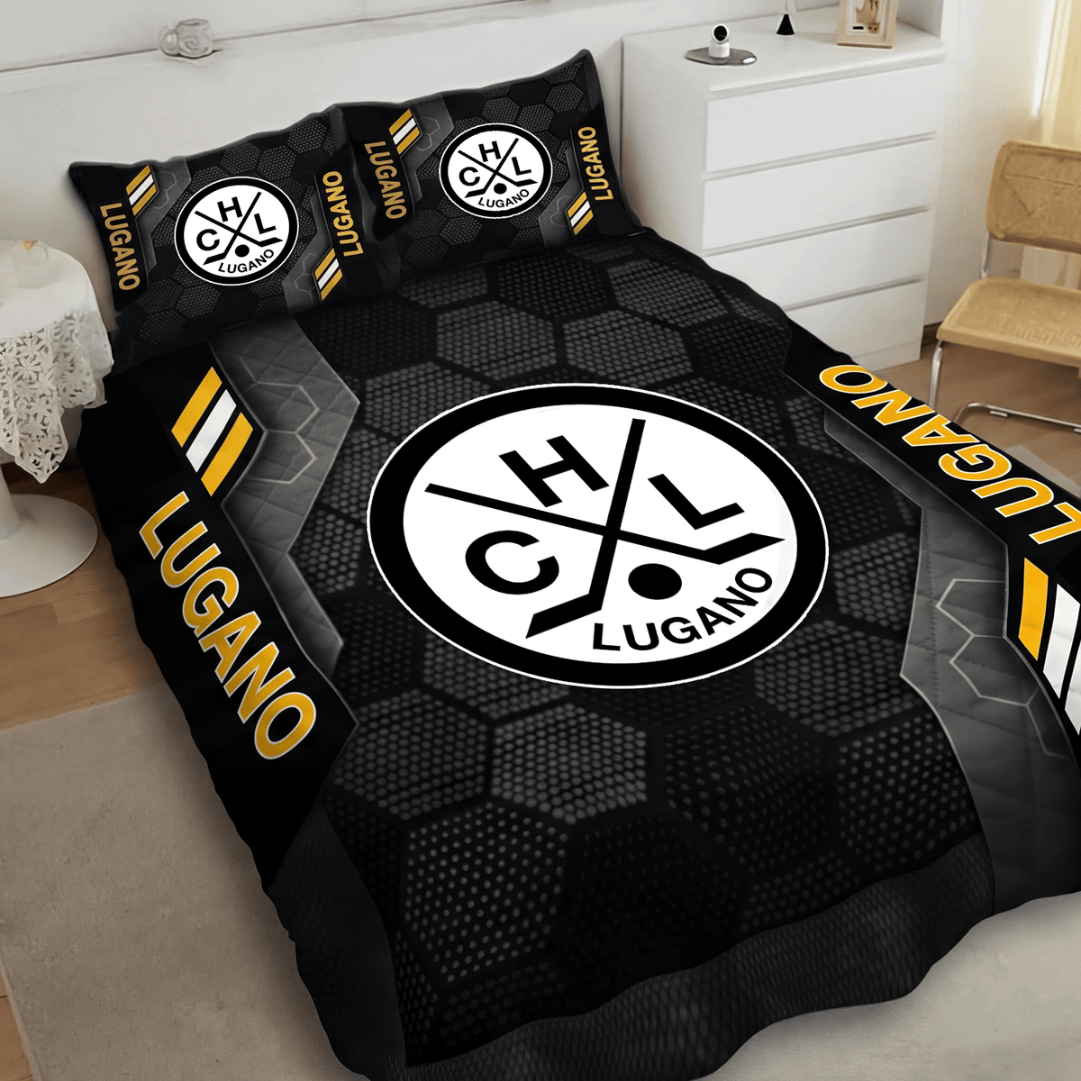 HC Lugano Inspired Full Bedding Set